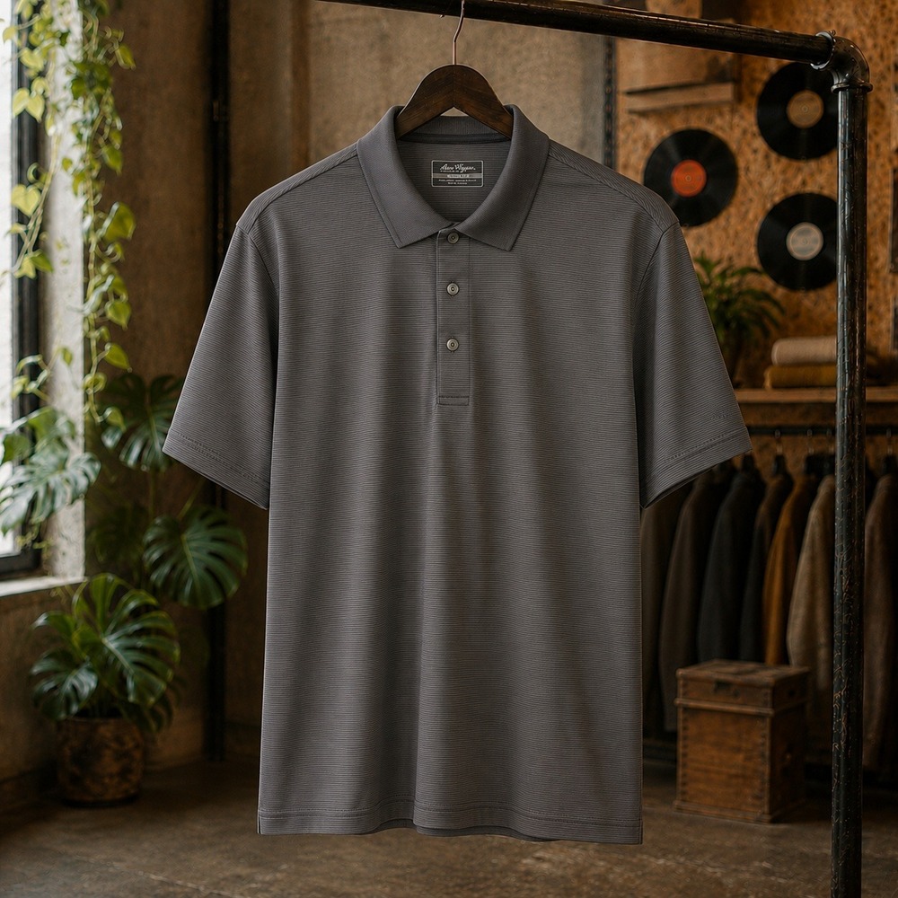 Ben Hogan Performance Grey Micro Stripe Polo Shirt Mens XL Short Sleeve Charcoal